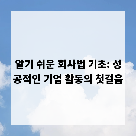 알기 쉬운 회사법 기초: 성공적인 기업 활동의 첫걸음