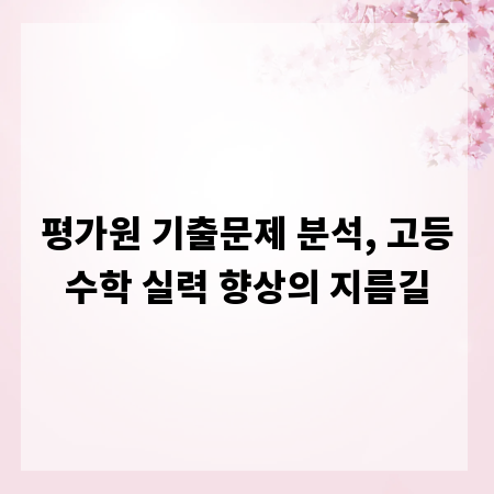 평가원 기출문제 분석, 고등수학 실력 향상의 지름길