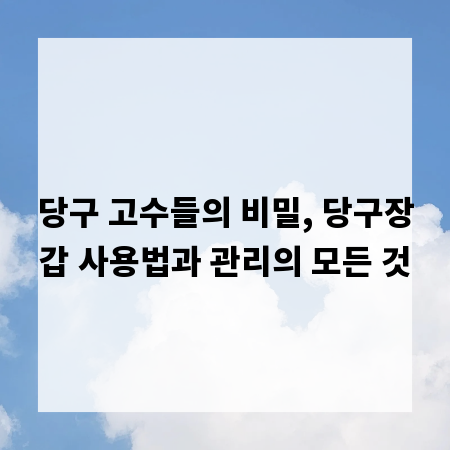 당구 고수들의 비밀, 당구장갑 사용법과 관리의 모든 것