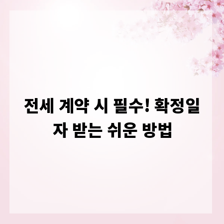 전세 계약 시 필수! 확정일자 받는 쉬운 방법