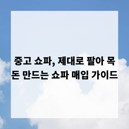 중고 쇼파, 제대로 팔아 목돈 만드는 쇼파 매입 가이드