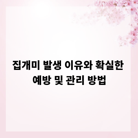 집개미 발생 이유와 확실한 예방 및 관리 방법