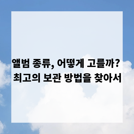 앨범 종류, 어떻게 고를까? 최고의 보관 방법을 찾아서