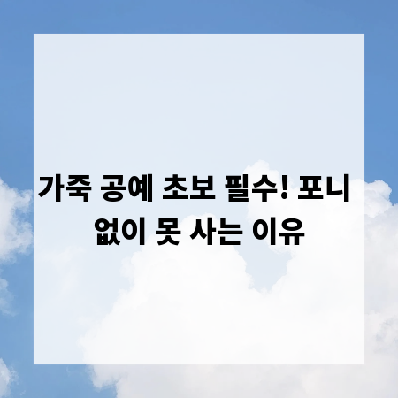 가죽 공예 초보 필수! 포니 없이 못 사는 이유