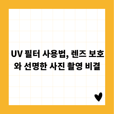 UV 필터 사용법, 렌즈 보호와 선명한 사진 촬영 비결