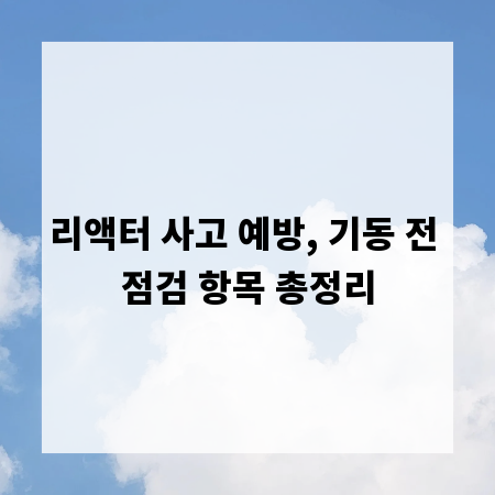 리액터 사고 예방, 기동 전 점검 항목 총정리