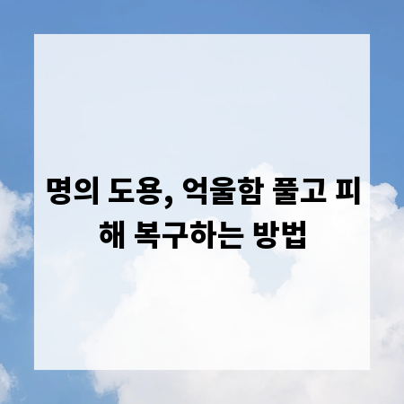 명의 도용, 억울함 풀고 피해 복구하는 방법