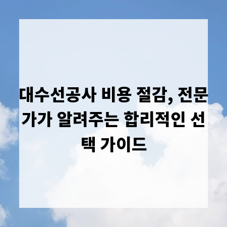 대수선공사 비용 절감, 전문가가 알려주는 합리적인 선택 가이드