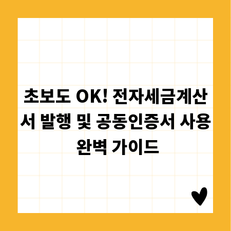 초보도 OK! 전자세금계산서 발행 및 공동인증서 사용 완벽 가이드