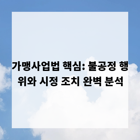 가맹사업법 핵심: 불공정 행위와 시정 조치 완벽 분석