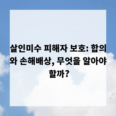 살인미수 피해자 보호: 합의와 손해배상, 무엇을 알아야 할까?