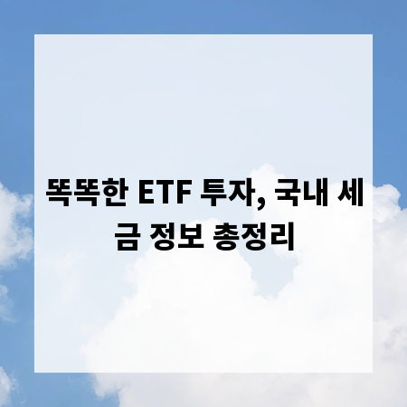 똑똑한 ETF 투자, 국내 세금 정보 총정리