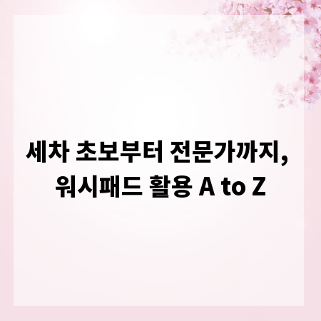 세차 초보부터 전문가까지, 워시패드 활용 A to Z