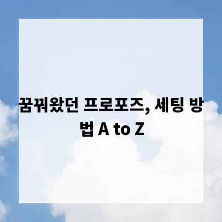 꿈꿔왔던 프로포즈, 세팅 방법 A to Z