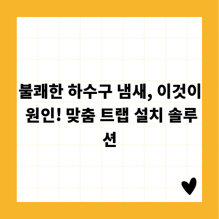 불쾌한 하수구 냄새, 이것이 원인! 맞춤 트랩 설치 솔루션