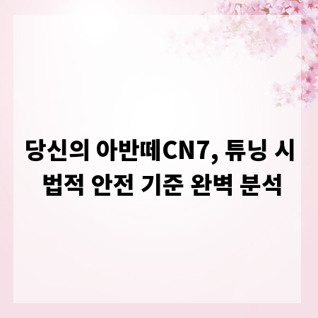 당신의 아반떼CN7, 튜닝 시 법적 안전 기준 완벽 분석