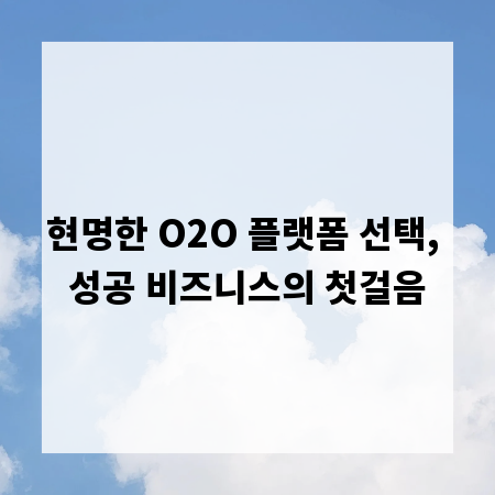 현명한 O2O 플랫폼 선택, 성공 비즈니스의 첫걸음