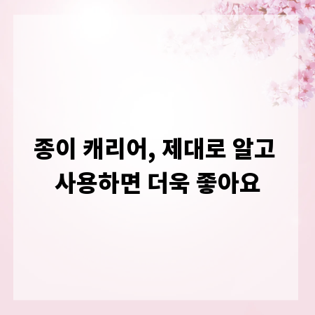 종이 캐리어, 제대로 알고 사용하면 더욱 좋아요