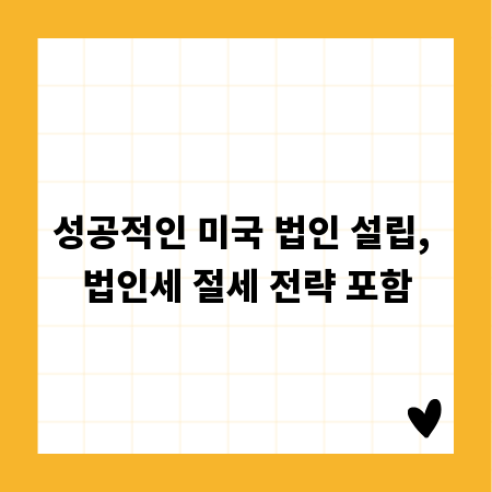 성공적인 미국 법인 설립, 법인세 절세 전략 포함