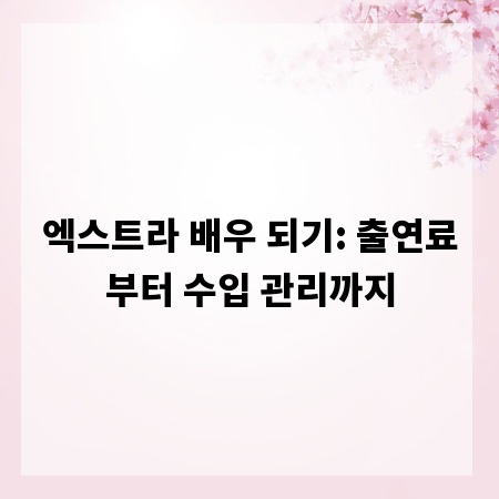 엑스트라 배우 되기: 출연료부터 수입 관리까지
