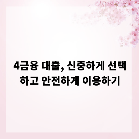 4금융 대출, 신중하게 선택하고 안전하게 이용하기