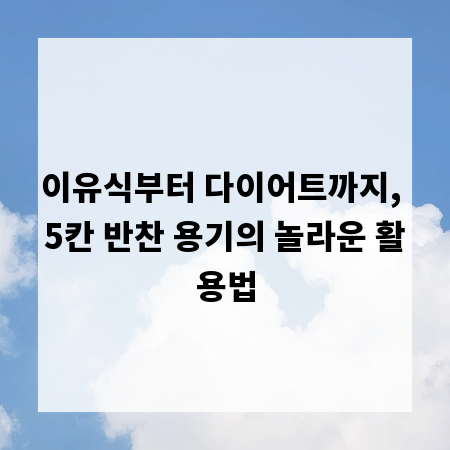 이유식부터 다이어트까지, 5칸 반찬 용기의 놀라운 활용법