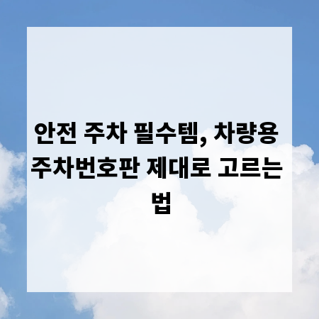 안전 주차 필수템, 차량용 주차번호판 제대로 고르는 법