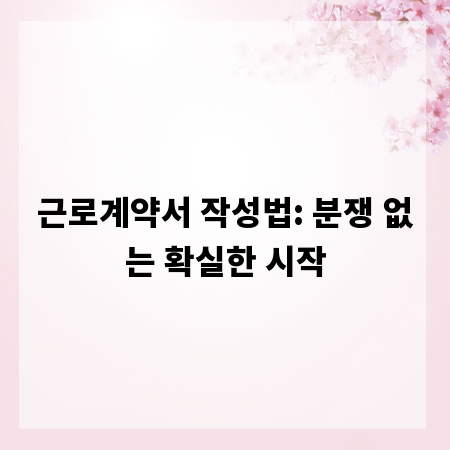 근로계약서 작성법: 분쟁 없는 확실한 시작