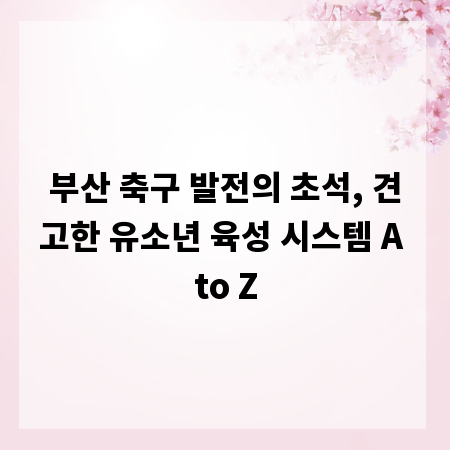 부산 축구 발전의 초석, 견고한 유소년 육성 시스템 A to Z