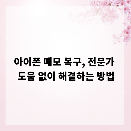아이폰 메모 복구, 전문가 도움 없이 해결하는 방법