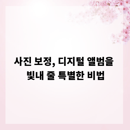 사진 보정, 디지털 앨범을 빛내 줄 특별한 비법