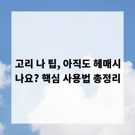 고리 나 팁, 아직도 헤매시나요? 핵심 사용법 총정리