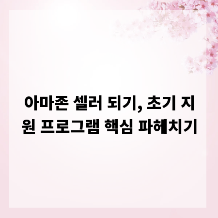 아마존 셀러 되기, 초기 지원 프로그램 핵심 파헤치기