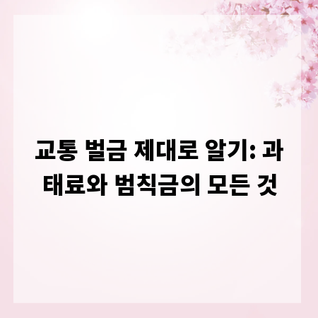 교통 벌금 제대로 알기: 과태료와 범칙금의 모든 것