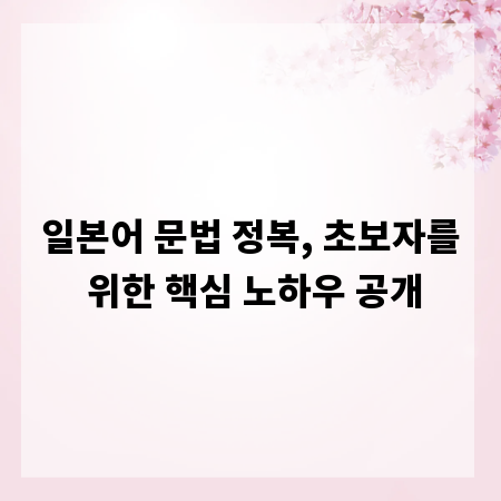 일본어 문법 정복, 초보자를 위한 핵심 노하우 공개
