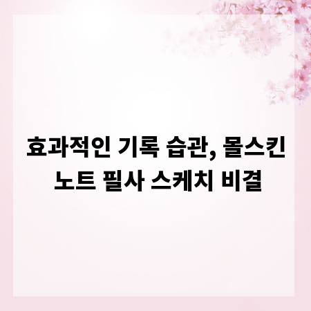 효과적인 기록 습관, 몰스킨 노트 필사 스케치 비결