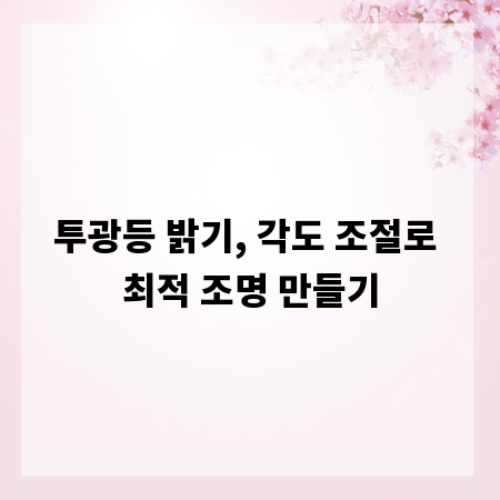 투광등 밝기, 각도 조절로 최적 조명 만들기