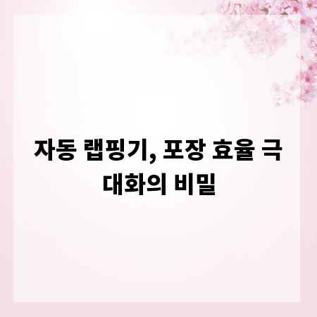 자동 랩핑기, 포장 효율 극대화의 비밀