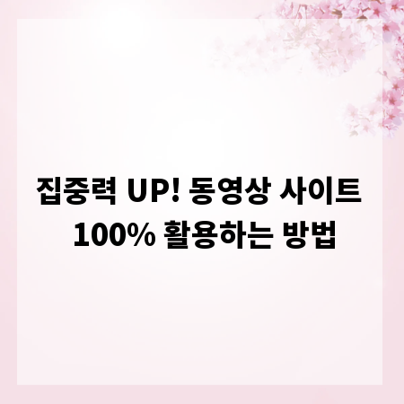 집중력 UP! 동영상 사이트 100% 활용하는 방법