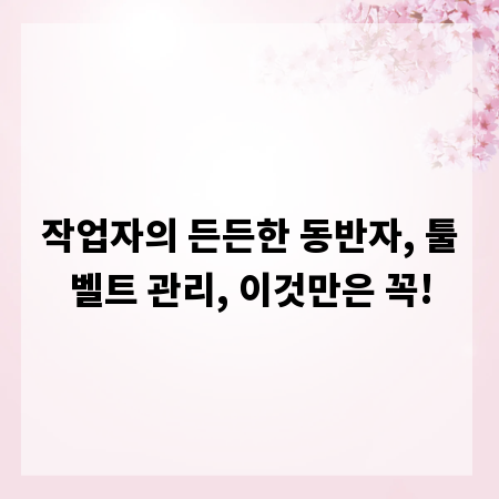 작업자의 든든한 동반자, 툴벨트 관리, 이것만은 꼭!