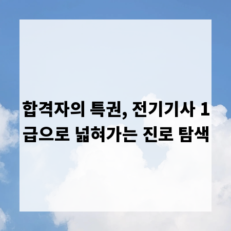 합격자의 특권, 전기기사 1급으로 넓혀가는 진로 탐색