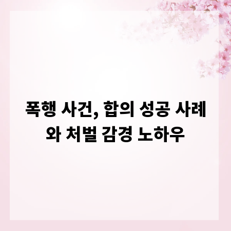 폭행 사건, 합의 성공 사례와 처벌 감경 노하우