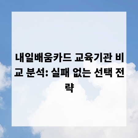 내일배움카드 교육기관 비교 분석: 실패 없는 선택 전략