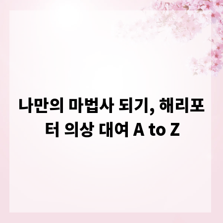나만의 마법사 되기, 해리포터 의상 대여 A to Z