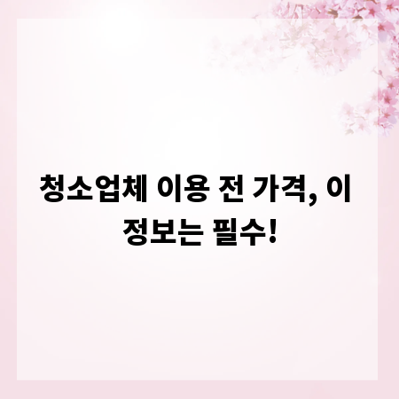 청소업체 이용 전 가격, 이 정보는 필수!