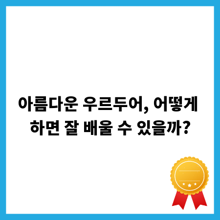 아름다운 우르두어, 어떻게 하면 잘 배울 수 있을까?
