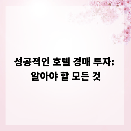 성공적인 호텔 경매 투자: 알아야 할 모든 것