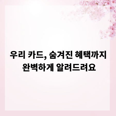 우리 카드, 숨겨진 혜택까지 완벽하게 알려드려요