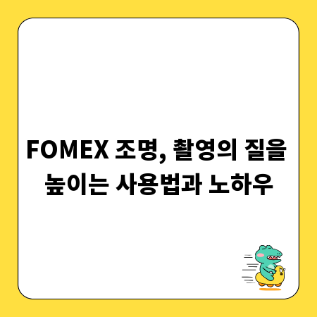 FOMEX 조명, 촬영의 질을 높이는 사용법과 노하우