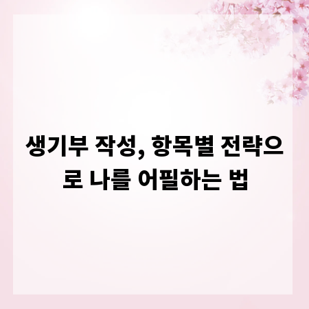 생기부 작성, 항목별 전략으로 나를 어필하는 법